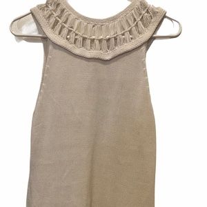 Etcetera BEAUTIFUL KNIT TANK OPEN WEAVE YOKE NECK - WHITE/CREAM size s